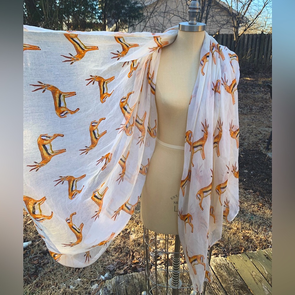 Gazelle Deer Sheer Scarf Wrap